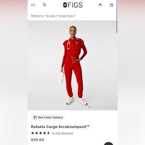 Brand new Rafaela Cargo ScrubJumpsuit™ - winning red